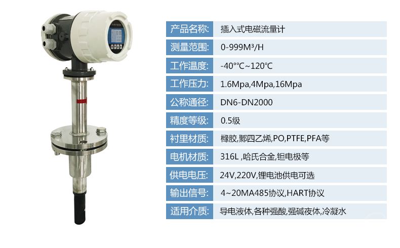 插入式電磁流量計型號